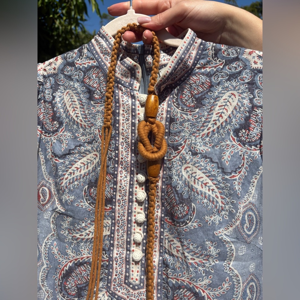 ZIMMERMANN Belted paisley-print linen midi dress ⚪️ - Picture 6 of 11